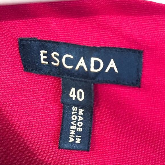 Escada Sheath Dress Size 40 US 10 Red Stretch Preppy Old Money Career Holiday - Picture 6 of 7